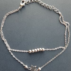 NWOT - Cute silver tone double anklet
